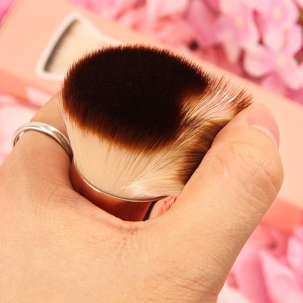 Flat Top Kabuki Foundation Brush - Premium Makeup Brush for Liquid, Cream, and Powder - Buffing, Blending, and Face,Pink - Velinare
