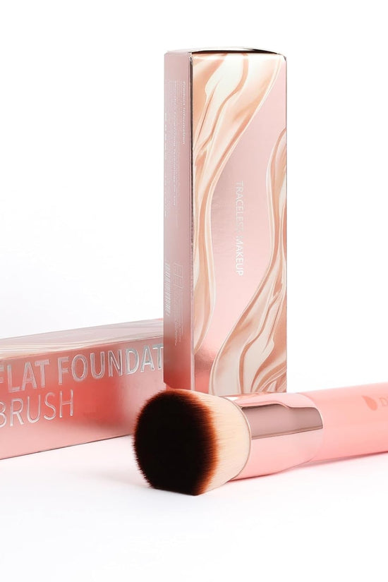 Flat Top Kabuki Foundation Brush - Premium Makeup Brush for Liquid, Cream, and Powder - Buffing, Blending, and Face,Pink - Velinare