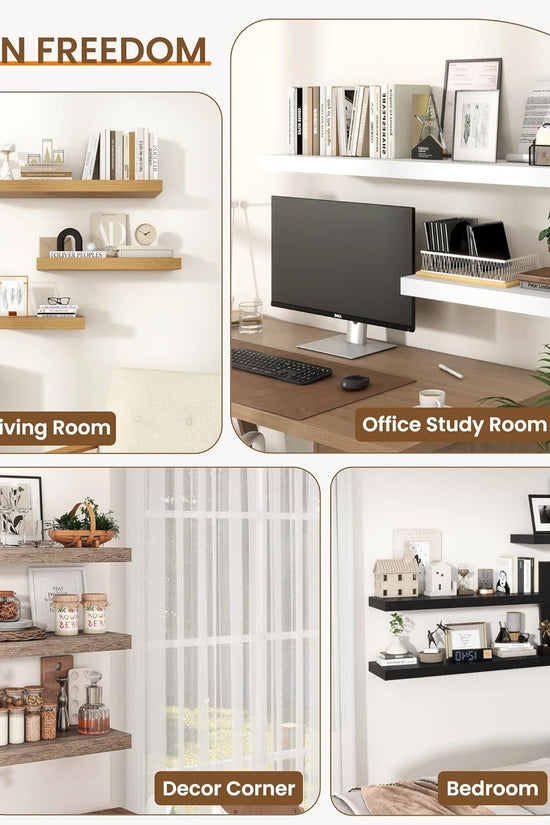 Floating Shelves for Wall, Rustic Wood Wall Mounted Shelves for Bathroom, Bedroo - Velinare