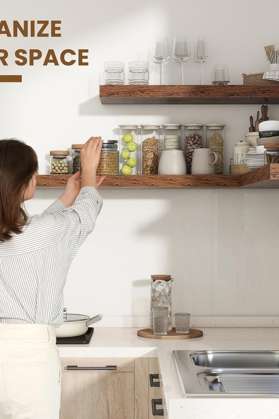 Floating Shelves for Wall, Rustic Wood Wall Mounted Shelves for Bathroom, Bedroo - Velinare