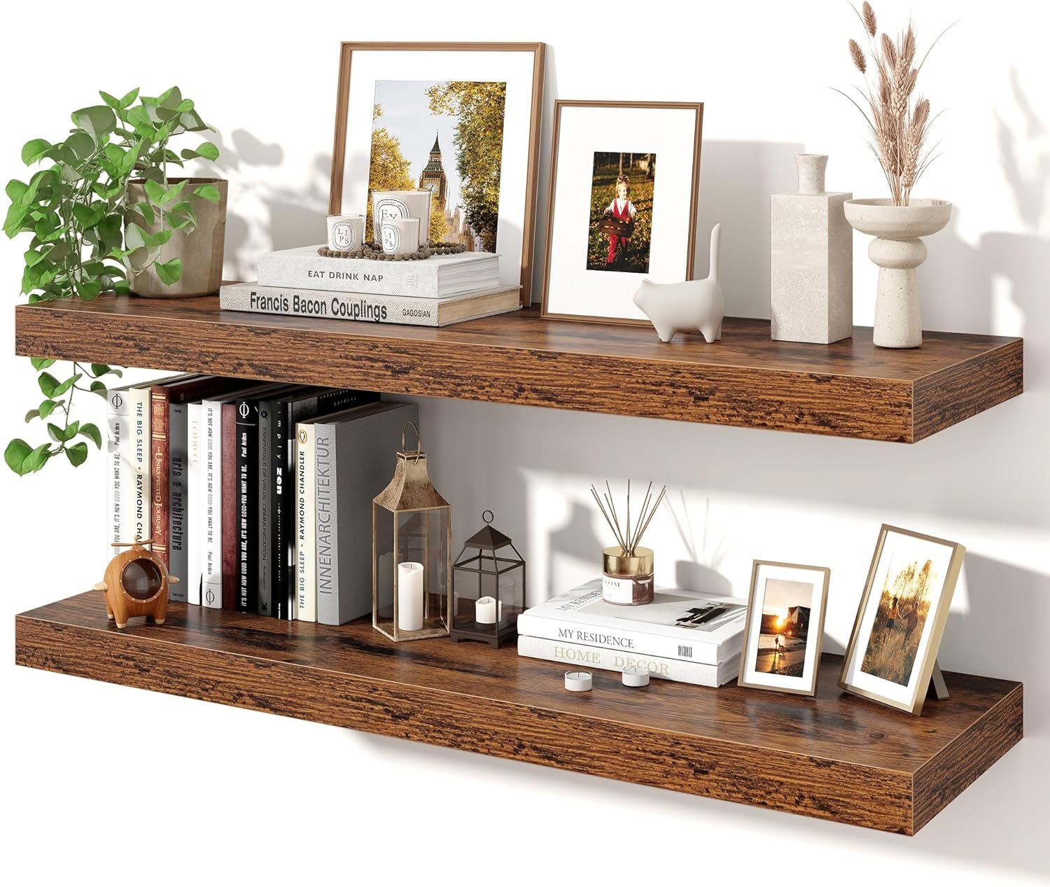 Floating Shelves for Wall, Rustic Wood Wall Mounted Shelves for Bathroom, Bedroo - Velinare
