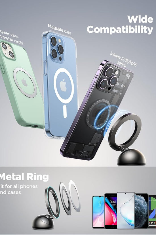 for Magsafe Car Mount, All - Metal Magnetic Phone Holder for Car, [Stronger Magnet] Car Magnet Phone Mount for Dash, Fit for Iphone 16 15 14 13 12 - Velinare