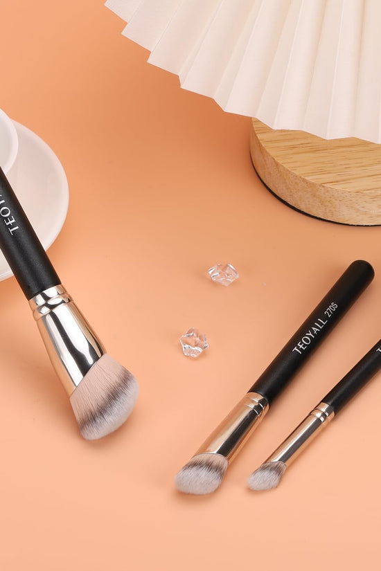 Foundation Contour Conceal Brush Set, 3PCS Angled Synthetic Kabuki Brush for Blending Setting Buffing with Liquid, Cream and Powder Cosmetic (170S/270S/370S) - Velinare