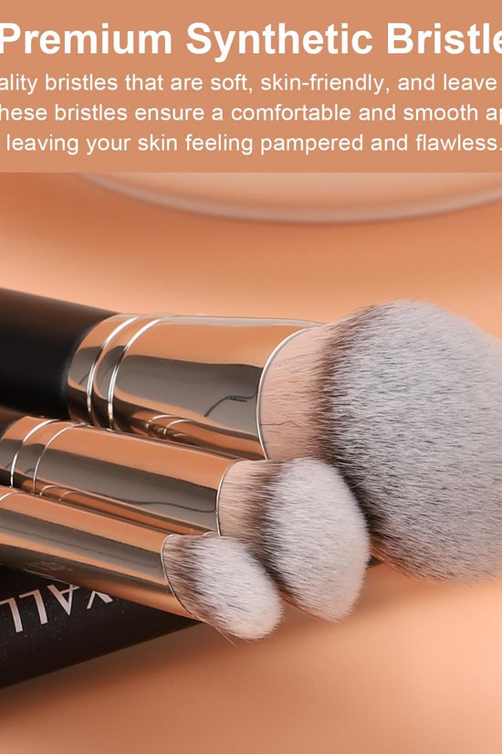 Foundation Contour Conceal Brush Set, 3PCS Angled Synthetic Kabuki Brush for Blending Setting Buffing with Liquid, Cream and Powder Cosmetic (170S/270S/370S) - Velinare