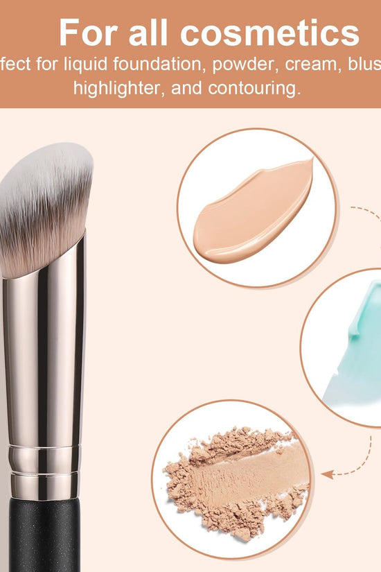 Foundation Contour Conceal Brush Set, 3PCS Angled Synthetic Kabuki Brush for Blending Setting Buffing with Liquid, Cream and Powder Cosmetic (170S/270S/370S) - Velinare