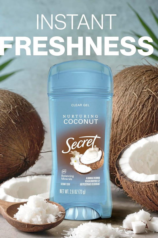 Fresh Antiperspirant Deodorant for Women, 72Hr Breathable Sweat & Odor Protection, Instant Freshness & Gentle, PH Balancing Minerals, Clear Gel, Nurturing Coconut Scent, 2.6 Oz - Velinare