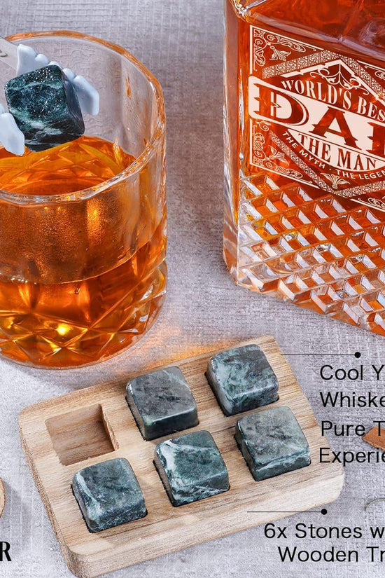 Gifts for Men Dad Stocking Stuffers, Whiskey Decanter Set with 2 Glasses, Unique Cool Dad Birthday Gift from Daughter Son, Best Christmas Retirement Present for Man Father - Velinare