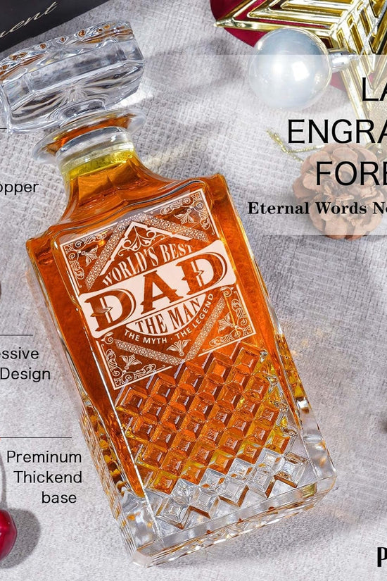 Gifts for Men Dad Stocking Stuffers, Whiskey Decanter Set with 2 Glasses, Unique Cool Dad Birthday Gift from Daughter Son, Best Christmas Retirement Present for Man Father - Velinare