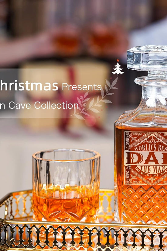 Gifts for Men Dad Stocking Stuffers, Whiskey Decanter Set with 2 Glasses, Unique Cool Dad Birthday Gift from Daughter Son, Best Christmas Retirement Present for Man Father - Velinare