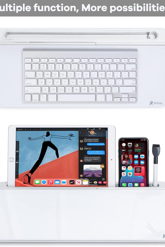 Glass Desk Whiteboard with Storage, Desktop Organizer To - Do List Memo Notepad Dry Erase White Board for Home Office and School Supplies (White) - Velinare