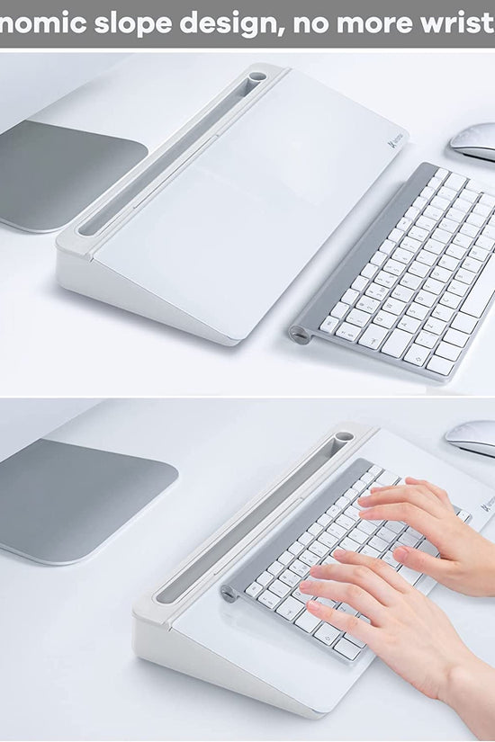 Glass Desk Whiteboard with Storage, Desktop Organizer To - Do List Memo Notepad Dry Erase White Board for Home Office and School Supplies (White) - Velinare