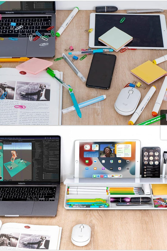 Glass Desk Whiteboard with Storage, Desktop Organizer To - Do List Memo Notepad Dry Erase White Board for Home Office and School Supplies (White) - Velinare