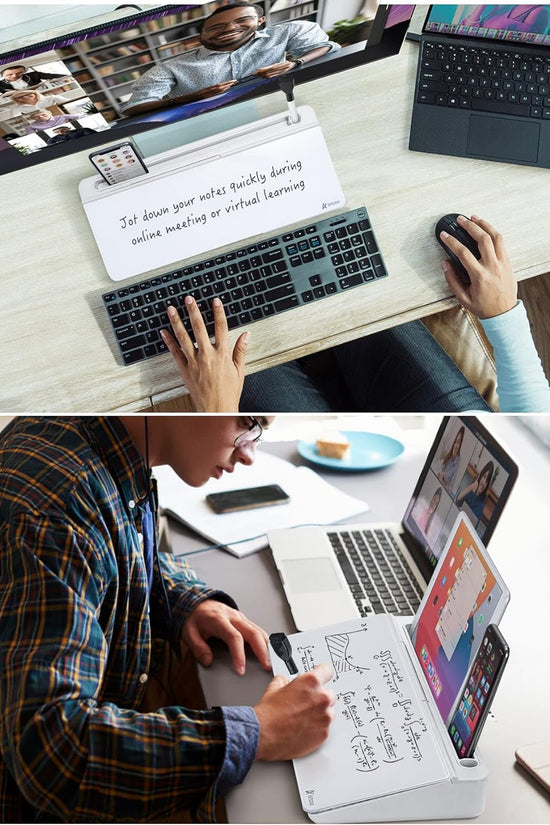 Glass Desk Whiteboard with Storage, Desktop Organizer To - Do List Memo Notepad Dry Erase White Board for Home Office and School Supplies (White) - Velinare