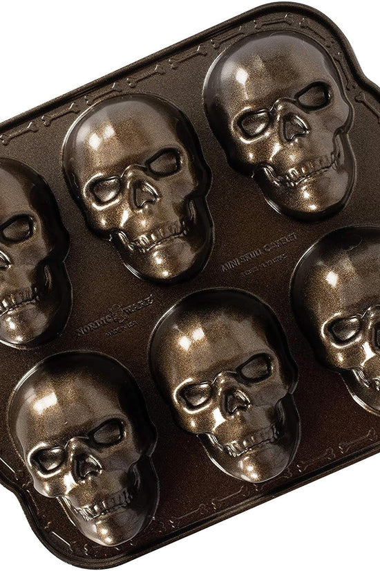 Halloween Bakeware, Haunted Skull Cakelet Pan, Bronze - Velinare