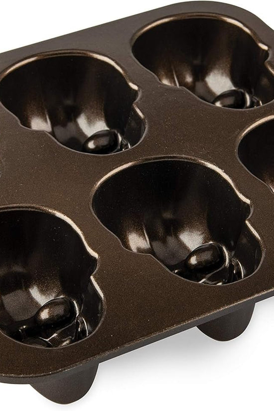 Halloween Bakeware, Haunted Skull Cakelet Pan, Bronze - Velinare