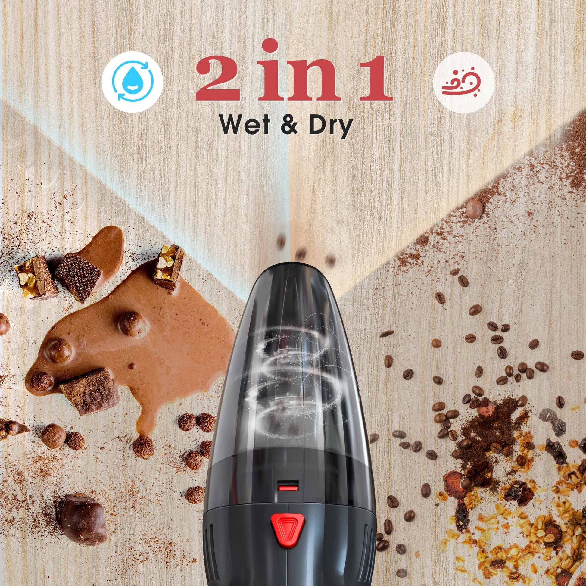 Handheld Vacuum Cordless, Portable Mini Car Vacuum Cleaner Cordless with Powerful Suction, Hand Vacuum Cleaner Cordless Rechageable for Car, Black - Velinare