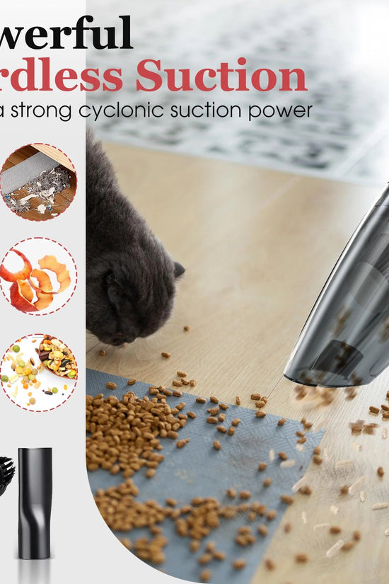 Handheld Vacuum Cordless, Portable Mini Car Vacuum Cleaner Cordless with Powerful Suction, Hand Vacuum Cleaner Cordless Rechageable for Car, Black - Velinare