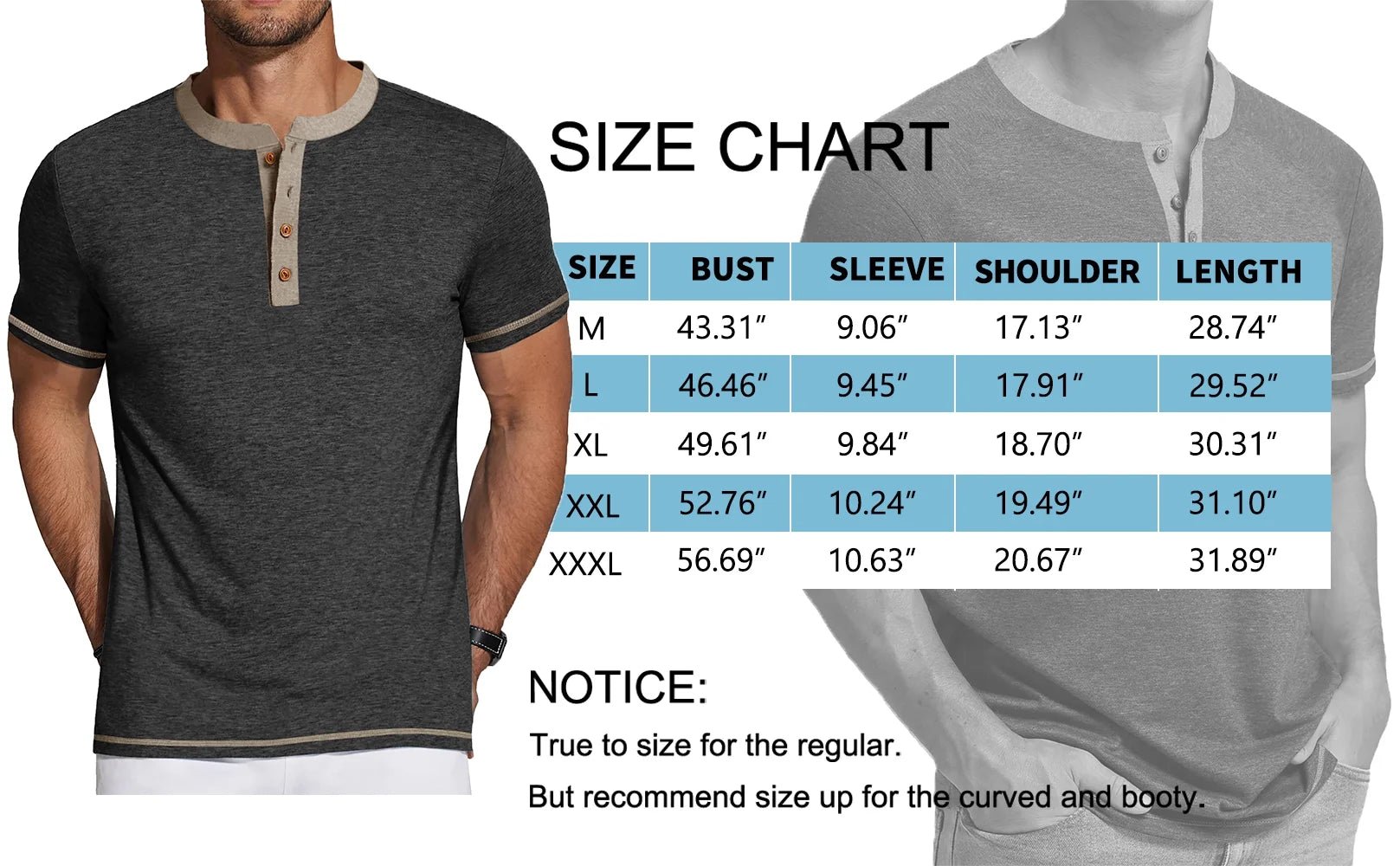 Henley Men Shirts Short Sleeve T Shirts for Men Crew Neck Color Block Men Shirts - Velinare