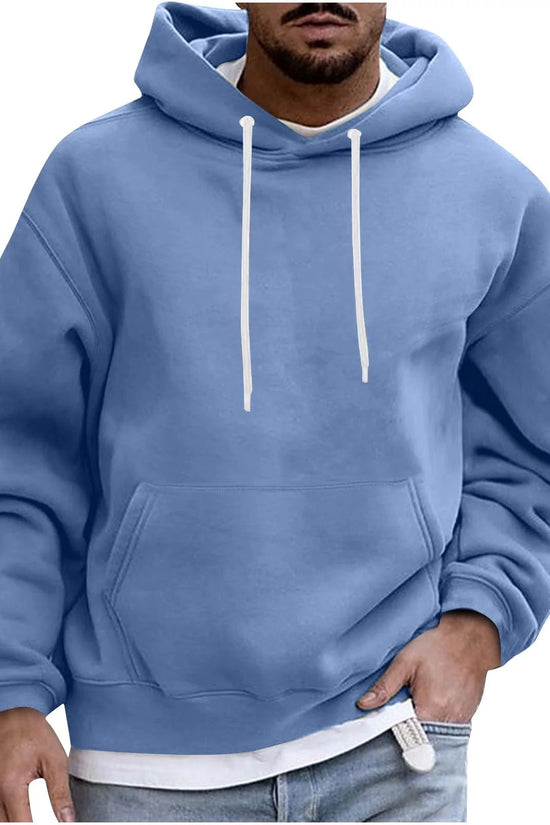 Hoodie for Men Big and Tall,Men Casual Overiszed Hoodies round Neck with Pocket Pullover Long Sleeve Tops Sweatshirt - Velinare