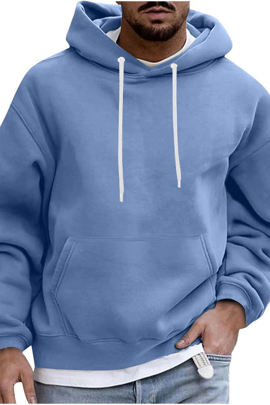 Hoodie for Men Big and Tall,Men Casual Overiszed Hoodies round Neck with Pocket Pullover Long Sleeve Tops Sweatshirt - Velinare