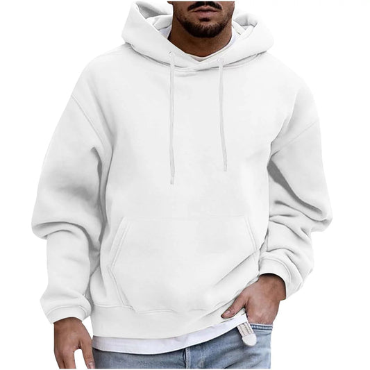 Hoodie for Men Big and Tall,Men Casual Overiszed Hoodies round Neck with Pocket Pullover Long Sleeve Tops Sweatshirt - Velinare