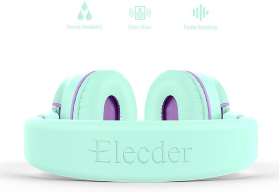 I36 Kids Headphones Children Girls Boys Teens Foldable Adjustable on Ear Headphones 3.5Mm Jack Compatible Cellphones Computer Kindle MP3/4 School Tablet Green/Purple - Velinare