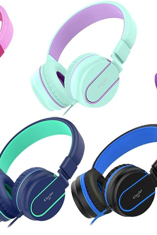 I36 Kids Headphones Children Girls Boys Teens Foldable Adjustable on Ear Headphones 3.5Mm Jack Compatible Cellphones Computer Kindle MP3/4 School Tablet Green/Purple - Velinare