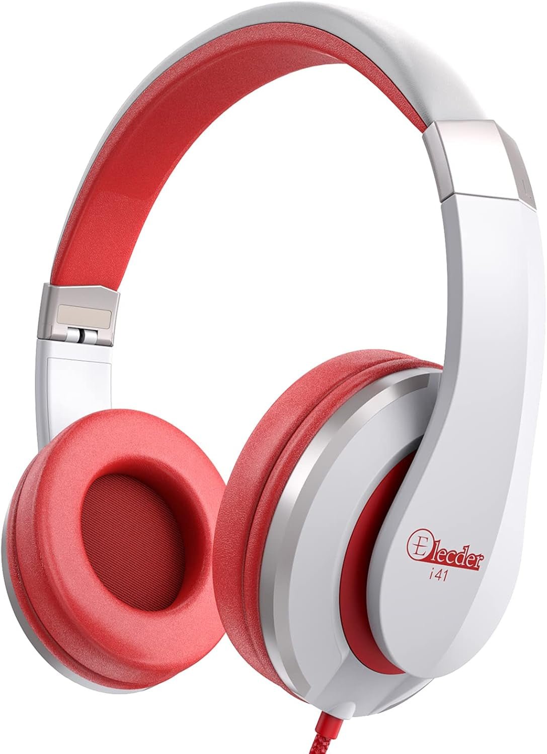 I41 Kids Headphones, on Ear Headphones with 3.5Mm Jack for Kids Children Girls Boys Teens, Foldable, Adjustable, Red - Velinare