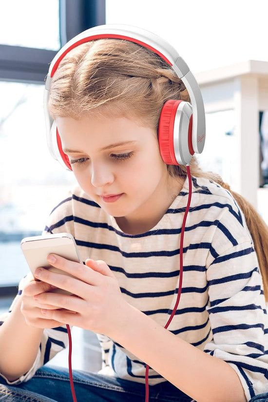 I41 Kids Headphones, on Ear Headphones with 3.5Mm Jack for Kids Children Girls Boys Teens, Foldable, Adjustable, Red - Velinare