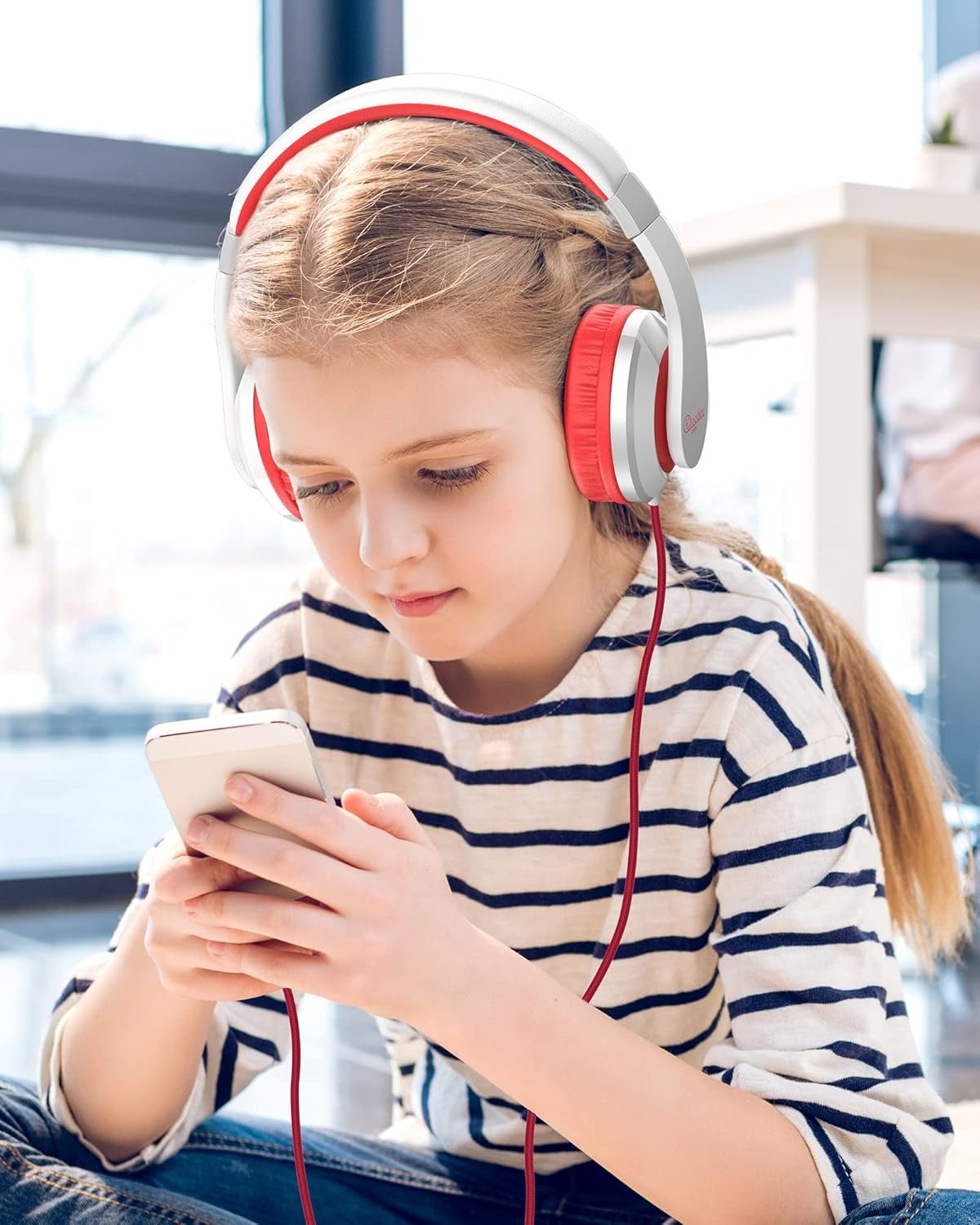 I41 Kids Headphones, on Ear Headphones with 3.5Mm Jack for Kids Children Girls Boys Teens, Foldable, Adjustable, Red - Velinare