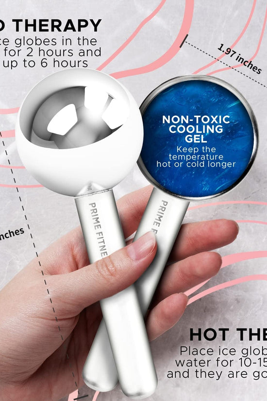 Ice Globes for Facials | Unbreakable Steel Cooling Roller | Cryo Sticks for Face | Massager for Face Neck & Eyes | Skin Care for Dark Circles, Puffiness, Wrinkles, Collagen Production (White) - Velinare