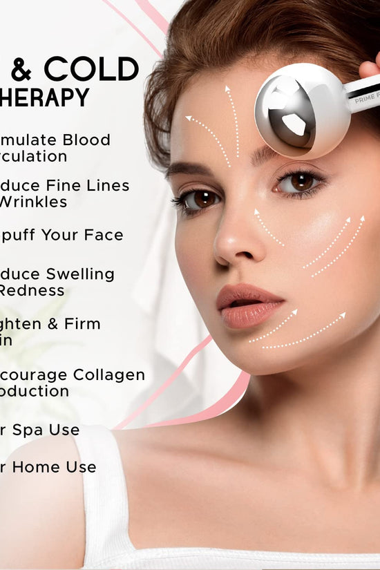 Ice Globes for Facials | Unbreakable Steel Cooling Roller | Cryo Sticks for Face | Massager for Face Neck & Eyes | Skin Care for Dark Circles, Puffiness, Wrinkles, Collagen Production (White) - Velinare