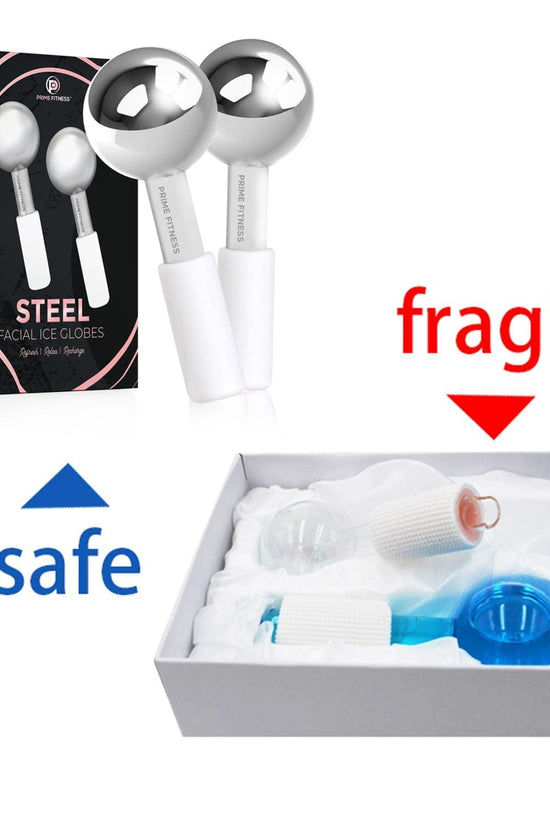 Ice Globes for Facials | Unbreakable Steel Cooling Roller | Cryo Sticks for Face | Massager for Face Neck & Eyes | Skin Care for Dark Circles, Puffiness, Wrinkles, Collagen Production (White) - Velinare
