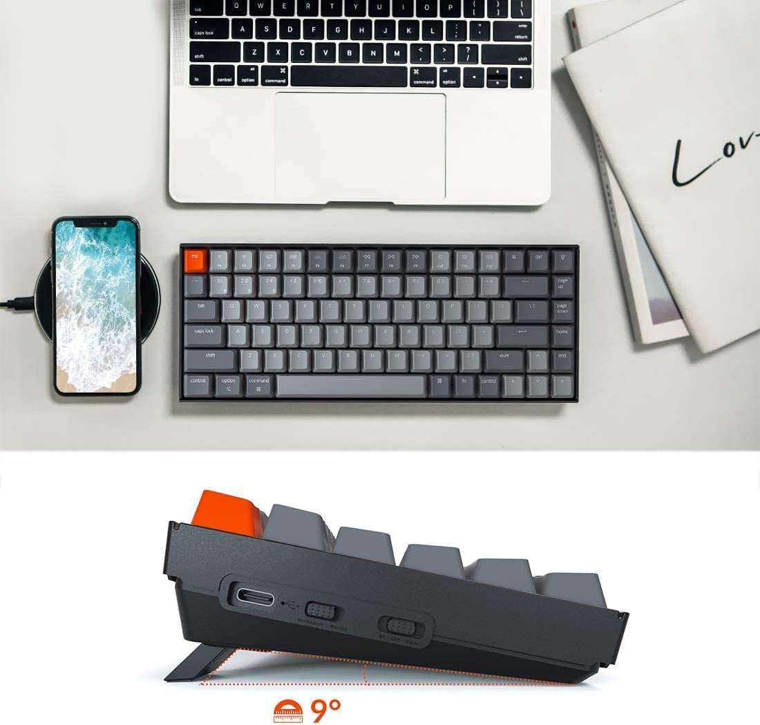 K2 75% Layout RGB Bluetooth Wireless Mechanical Keyboard with Gateron G Pro Brown Switch/Anti Ghosting/N - Key Rollover, Compact 84 Keys USB Wired Gaming Keyboard for Mac Windows - Version 2 - Velinare