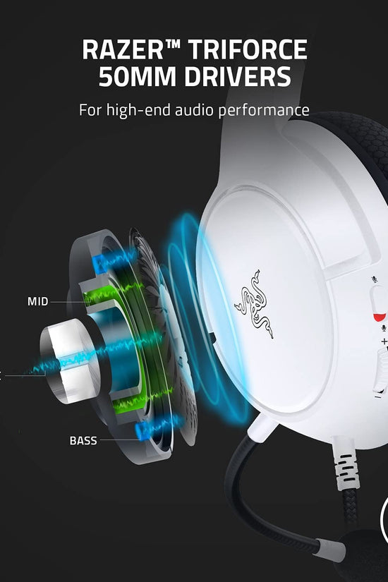 Kaira X Wired Headset for Xbox Series X|S, Xbox One, PC, Mac & Mobile Devices: Triforce 50Mm Drivers - Hyperclear Cardioid Mic - Flowknit Memory Foam Ear Cushions - On - Headset Controls - White - Velinare