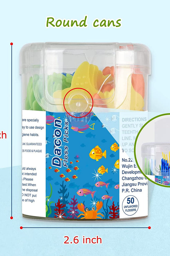 Kids Flossers, Kids Dental Floss Picks without Fluoride, Unflavored, 4 Colors Ocean Animals Shaped Makes Flossing Fun, 50 Count - Velinare