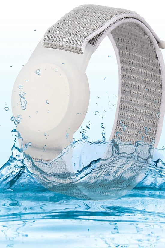 Kids Wristband Compatible with Apple Airtag, Protective Case for Air Tag GPS Tracker Holder with Nylon Bracelet, Adjustable anti Lost Watch Band for Toddler Child Elder(Grey) - Velinare