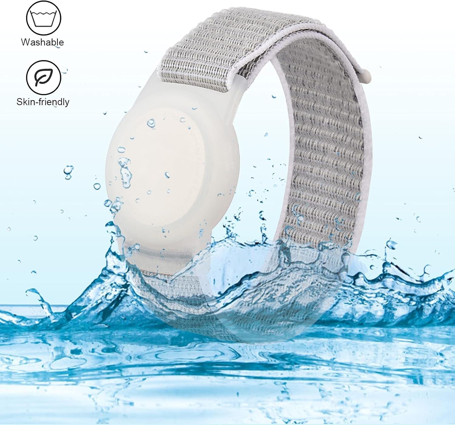 Kids Wristband Compatible with Apple Airtag, Protective Case for Air Tag GPS Tracker Holder with Nylon Bracelet, Adjustable anti Lost Watch Band for Toddler Child Elder(Grey) - Velinare