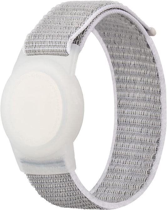Kids Wristband Compatible with Apple Airtag, Protective Case for Air Tag GPS Tracker Holder with Nylon Bracelet, Adjustable anti Lost Watch Band for Toddler Child Elder(Grey) - Velinare