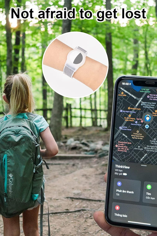 Kids Wristband Compatible with Apple Airtag, Protective Case for Air Tag GPS Tracker Holder with Nylon Bracelet, Adjustable anti Lost Watch Band for Toddler Child Elder(Grey) - Velinare