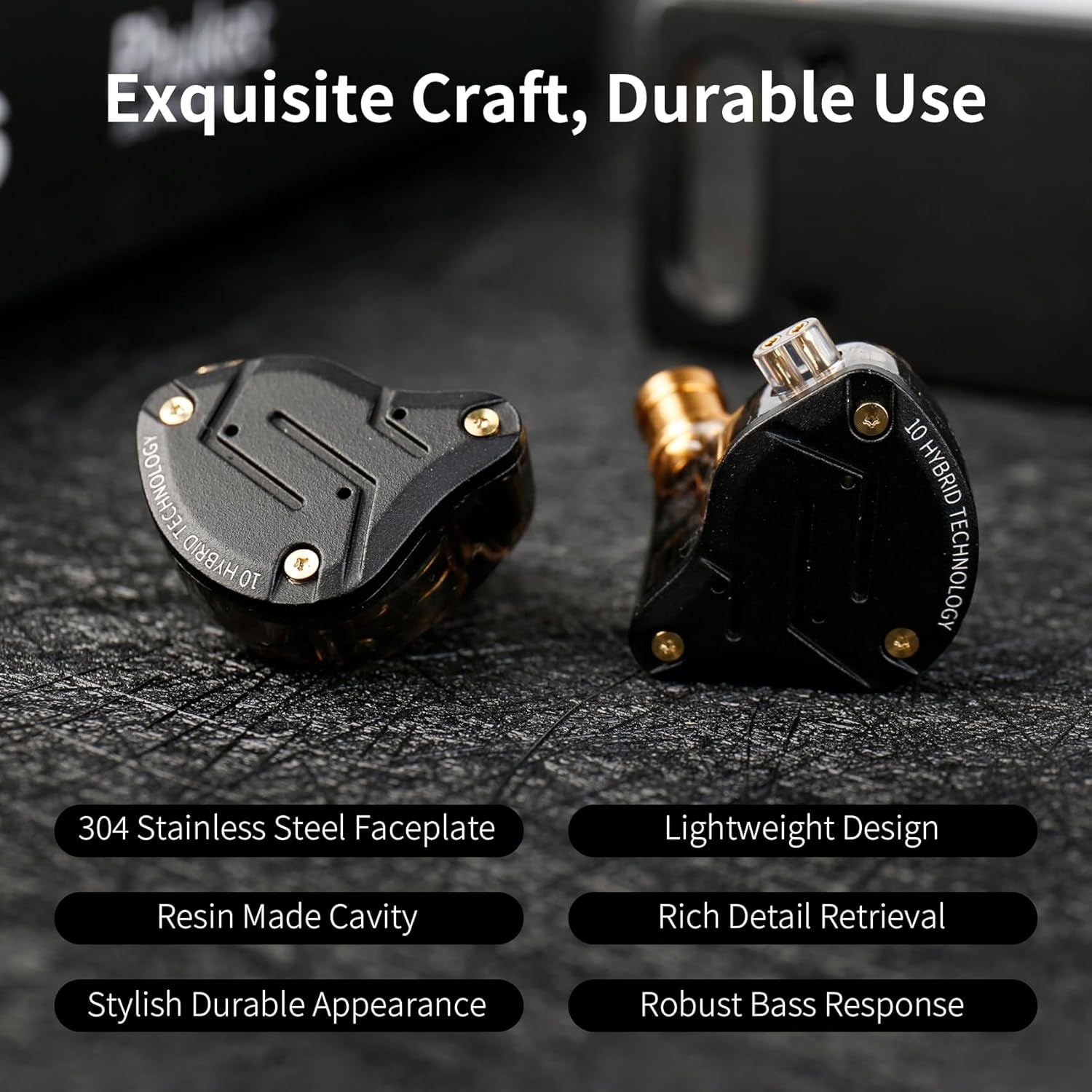 KZ ZS10 Pro in Ear Monitor Headphone, Wired Gaming Earphones, KZ Hifi Earbuds Headphone with 4 Balanced Armatures and 1 Dynamic Drivers IEM Earphones for Drummer Musician (Blue with Mic) - Velinare