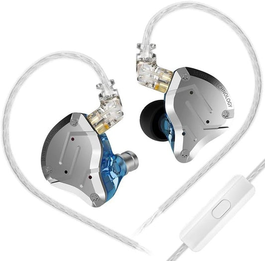 KZ ZS10 Pro in Ear Monitor Headphone, Wired Gaming Earphones, KZ Hifi Earbuds Headphone with 4 Balanced Armatures and 1 Dynamic Drivers IEM Earphones for Drummer Musician (Blue with Mic) - Velinare