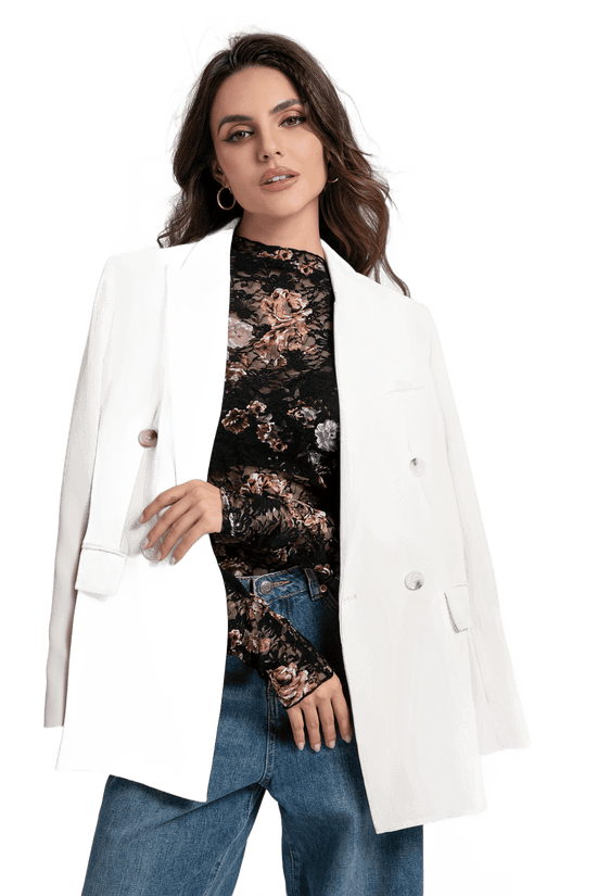 Lace Top with Long Sleeves Stand Collar Embroidered Floral Design Ideal for Parties and Clubs Xs - Xxl - Velinare