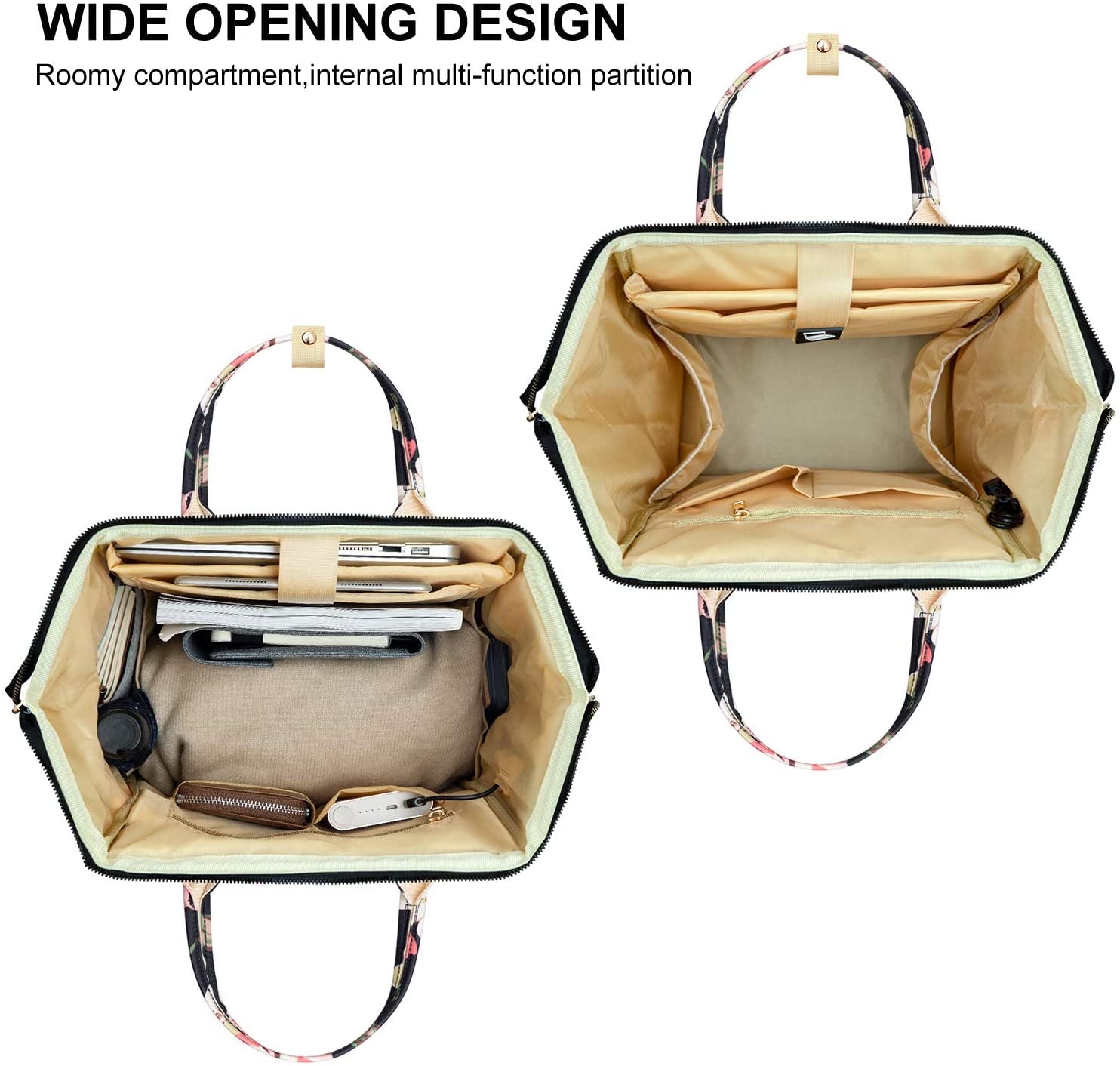 Laptop Backpack for Women,15.6 Inch Stylish College School Backpack with USB Charging Port,Water Resistant Casual Daypack Laptop Backpack for Girls/Nurse/Teacher/Travel (Flower Pattern) - Velinare