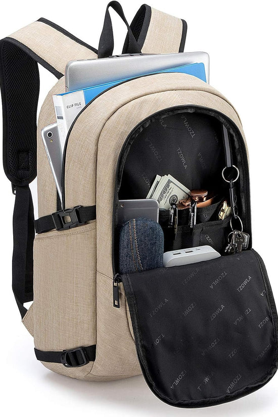 Laptop Backpack,Backpack for Men & Women,Slim Durable Water Resistant Anti - Theft Travel Backpack with USB Charging/Headphone Port and Lock 15.6 Inch Computer Backpacks Gift - Glod - Velinare