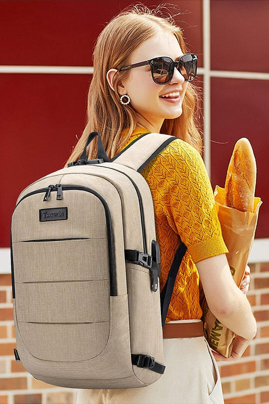 Laptop Backpack,Backpack for Men & Women,Slim Durable Water Resistant Anti - Theft Travel Backpack with USB Charging/Headphone Port and Lock 15.6 Inch Computer Backpacks Gift - Glod - Velinare