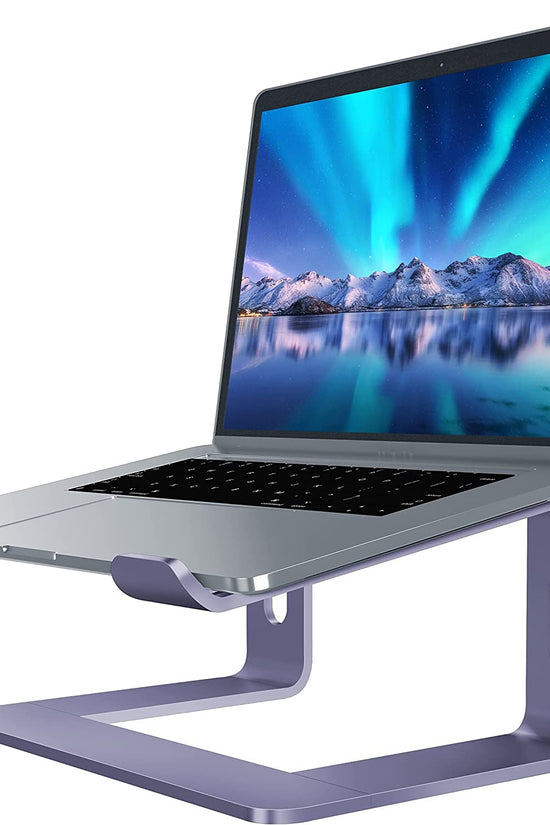 Laptop Stand, Aluminum Computer Riser, Ergonomic Laptops Elevator for Desk, Metal Holder Compatible with 10 to 15.6 Inches Notebook Computer, Purple - Velinare