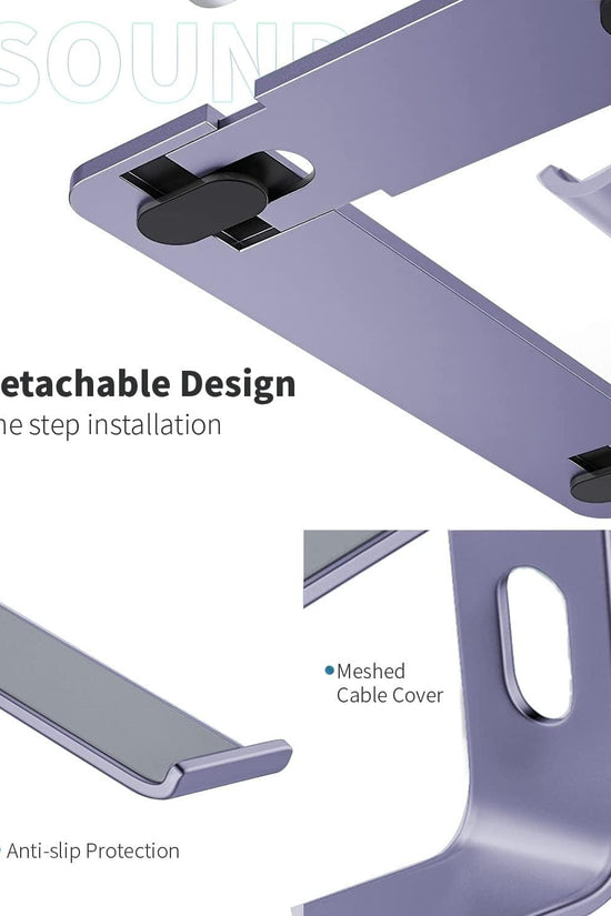 Laptop Stand, Aluminum Computer Riser, Ergonomic Laptops Elevator for Desk, Metal Holder Compatible with 10 to 15.6 Inches Notebook Computer, Purple - Velinare