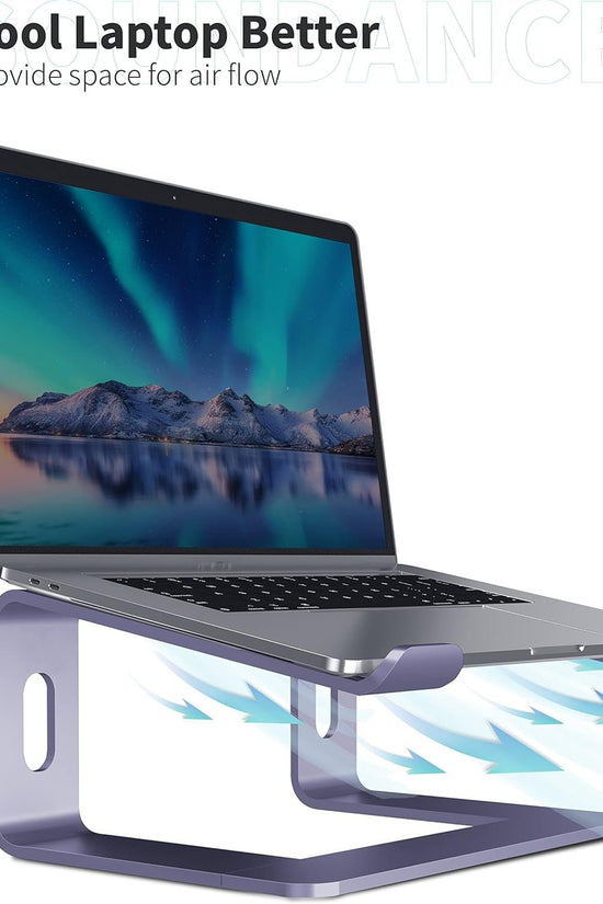 Laptop Stand, Aluminum Computer Riser, Ergonomic Laptops Elevator for Desk, Metal Holder Compatible with 10 to 15.6 Inches Notebook Computer, Purple - Velinare