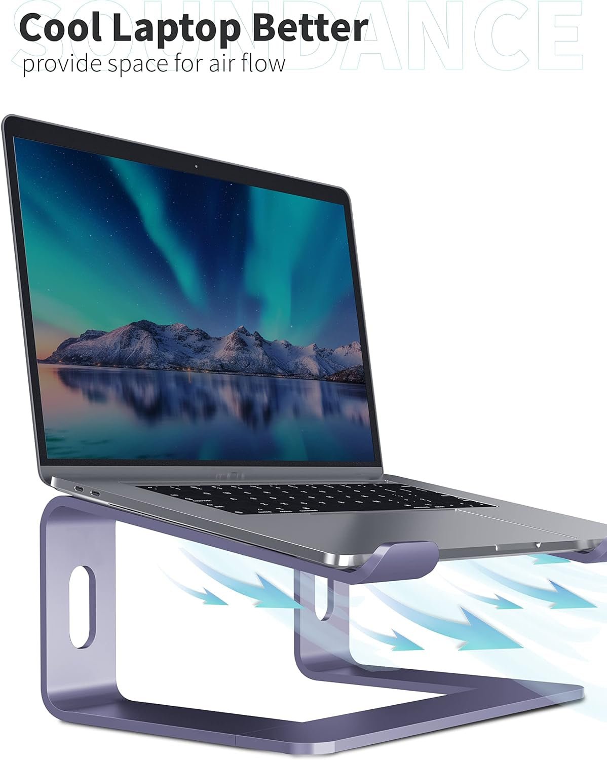 Laptop Stand, Aluminum Computer Riser, Ergonomic Laptops Elevator for Desk, Metal Holder Compatible with 10 to 15.6 Inches Notebook Computer, Purple - Velinare